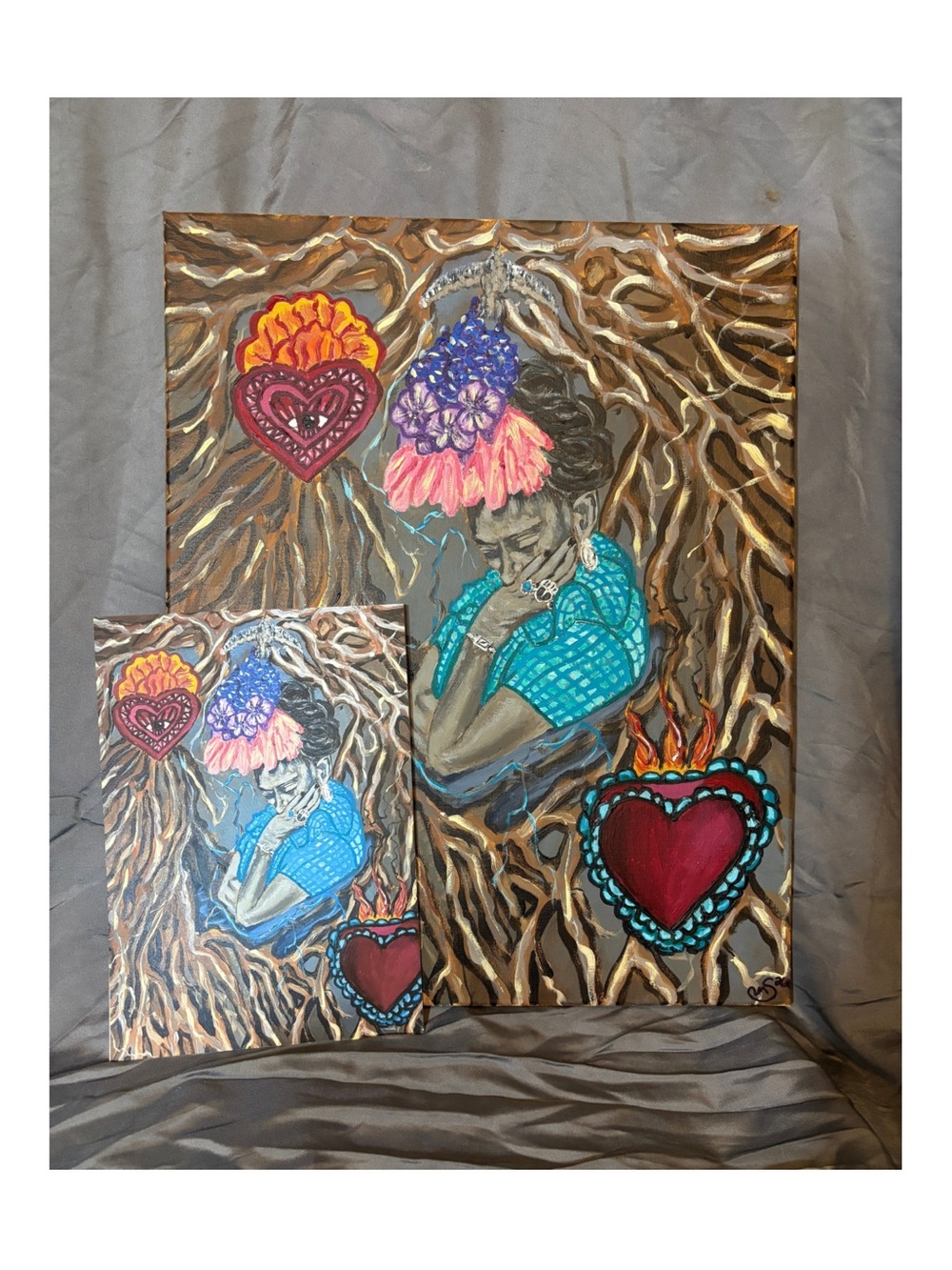 Frida’s Inner Roots – Original Surreal Acrylic Art Print 8x10